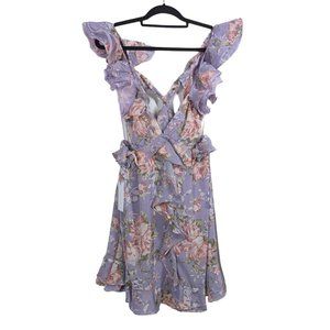 NWT Rosevelt Purple Floral Ruffle Mini Dress Size 1x Plus Size